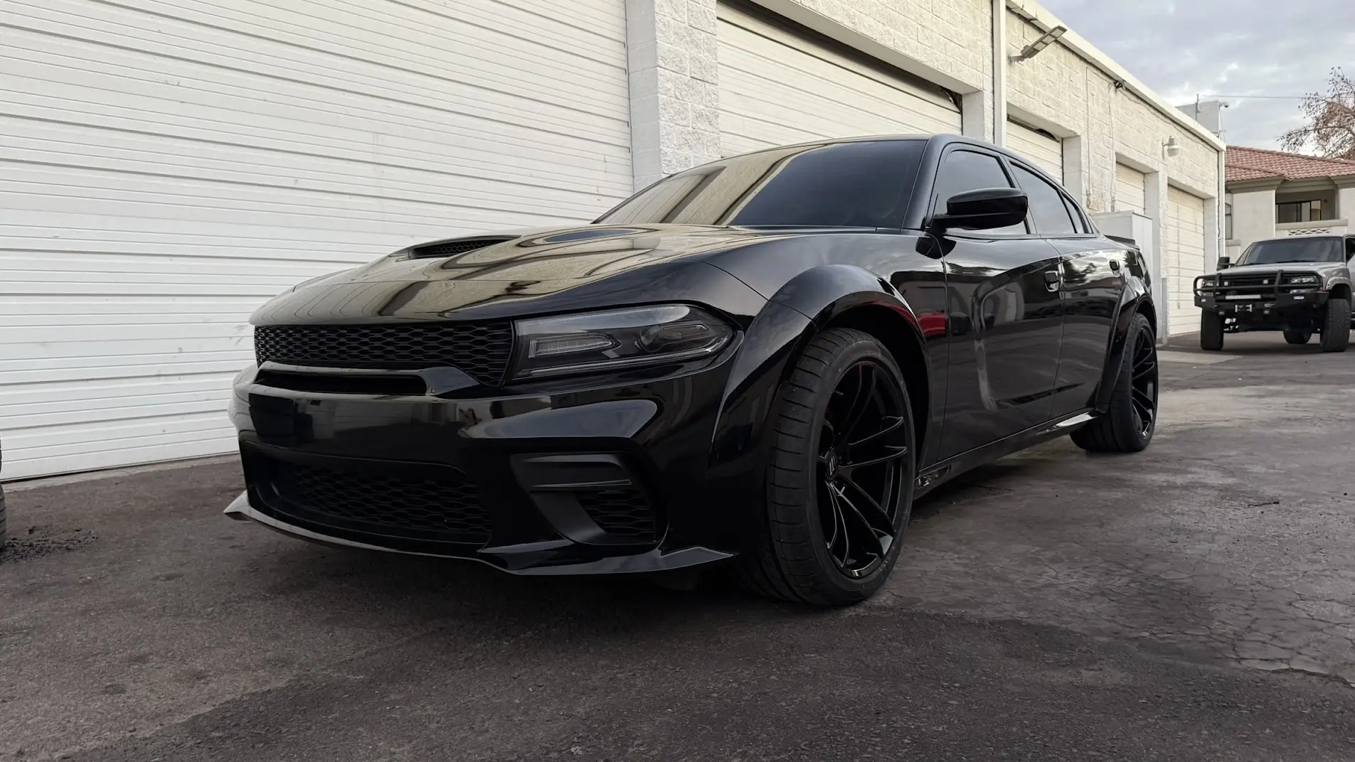 2023 widebody Charger on custom staggered wheels and tires