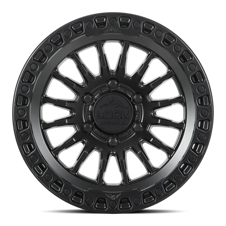 Lock Off-Road Grit wheel in Matte Black w/ Matte Black Ring, view 1