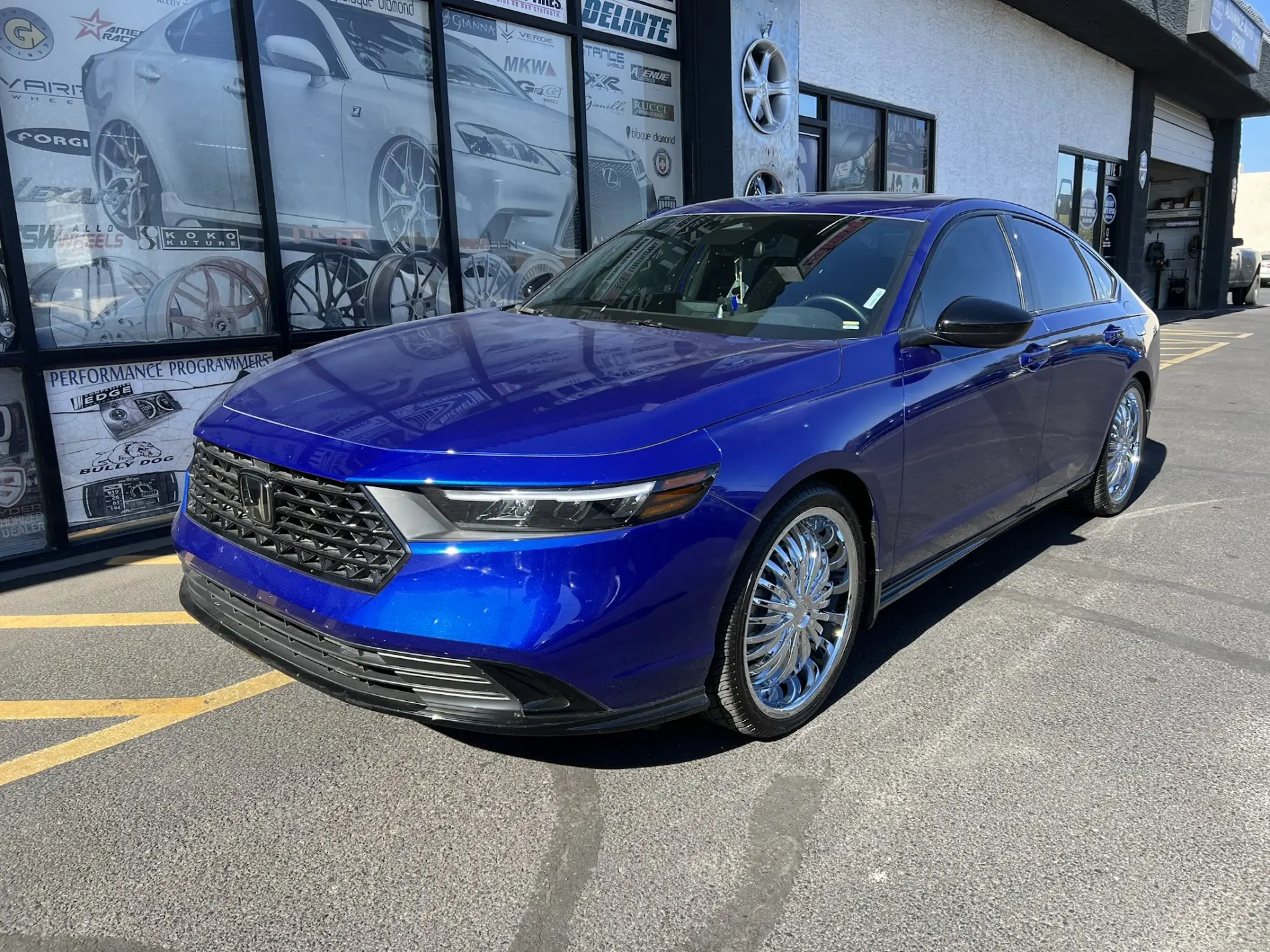 2025 Honda Accord on 20x8.5 Strada Spina chrome wheels with 235/35R20 low-profile tires