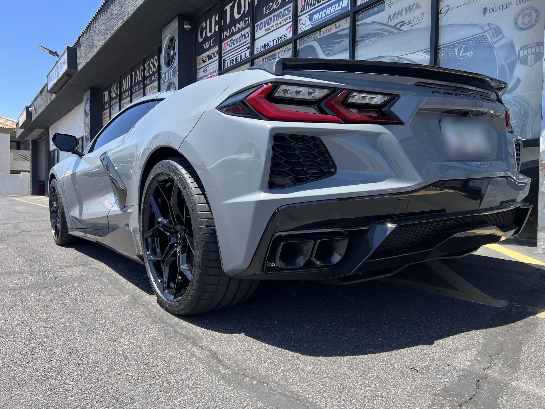 Corvette on 20-inch rear and 19-inch front Blaque Diamond Luxury Wheels staggered