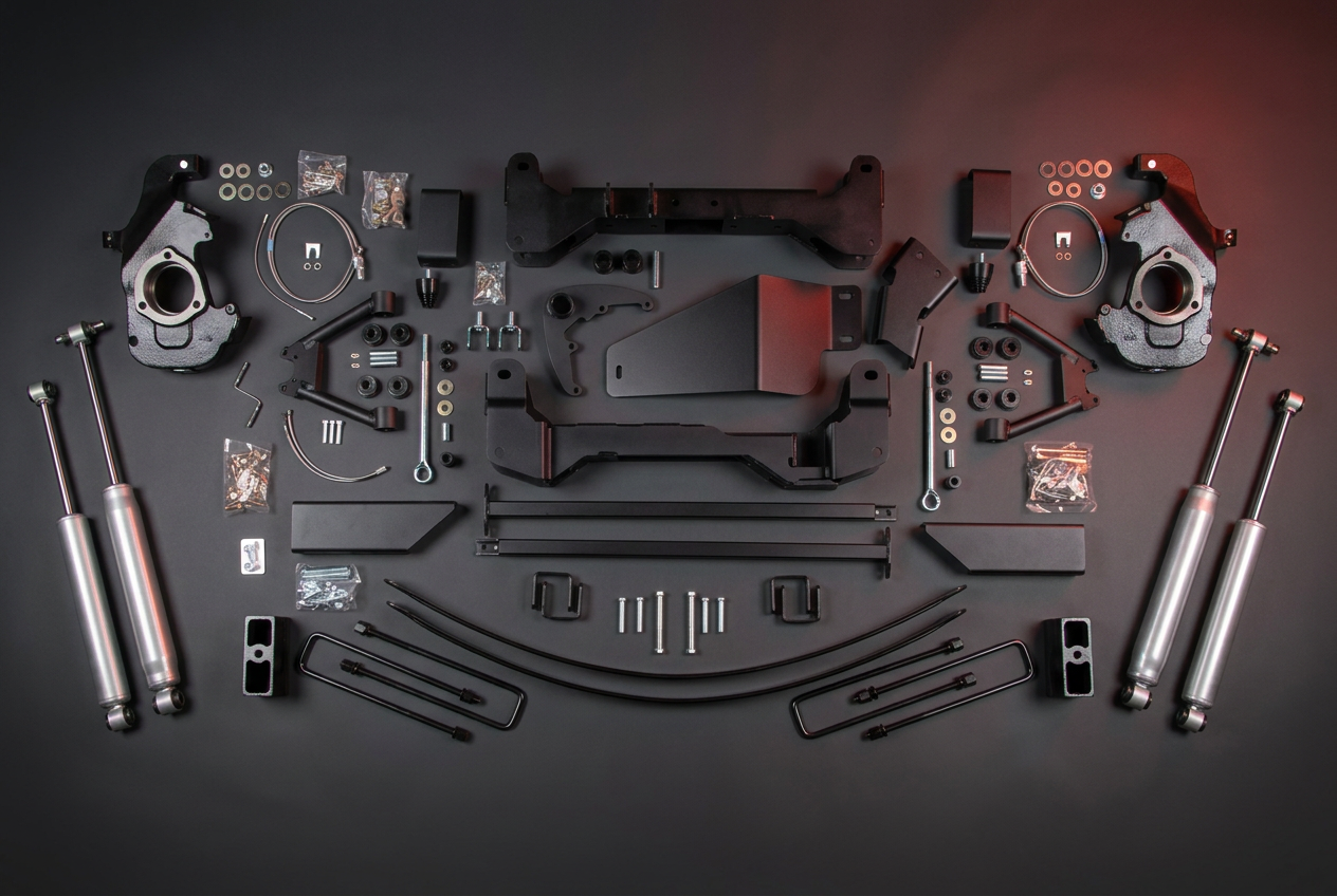 Complete truck lift kit with all parts and components