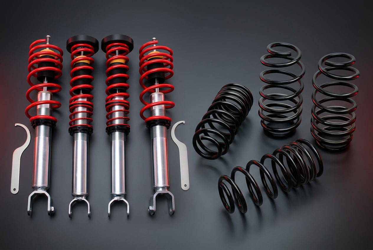 Car lowering springs and coilover suspension systems