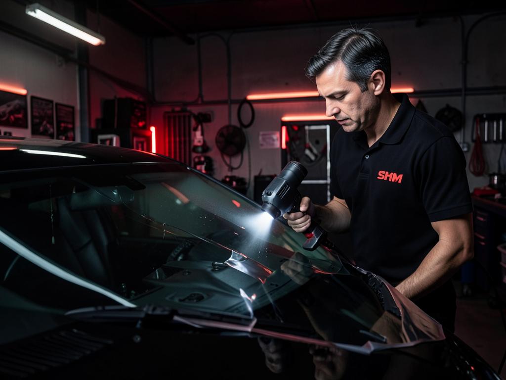 Window tint installation detail work